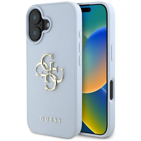 Kryt Guess Grained Big 4G Logo iPhone 16 modrý