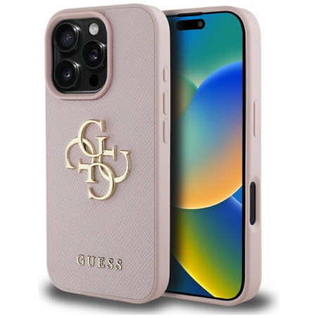 Kryt Guess GRainED Big 4G Logo pro iPhone 16 Pro - růžová