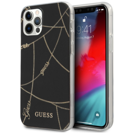 Kryt Guess GOLD CHAIN pro iPhone 12 Pro Max černý