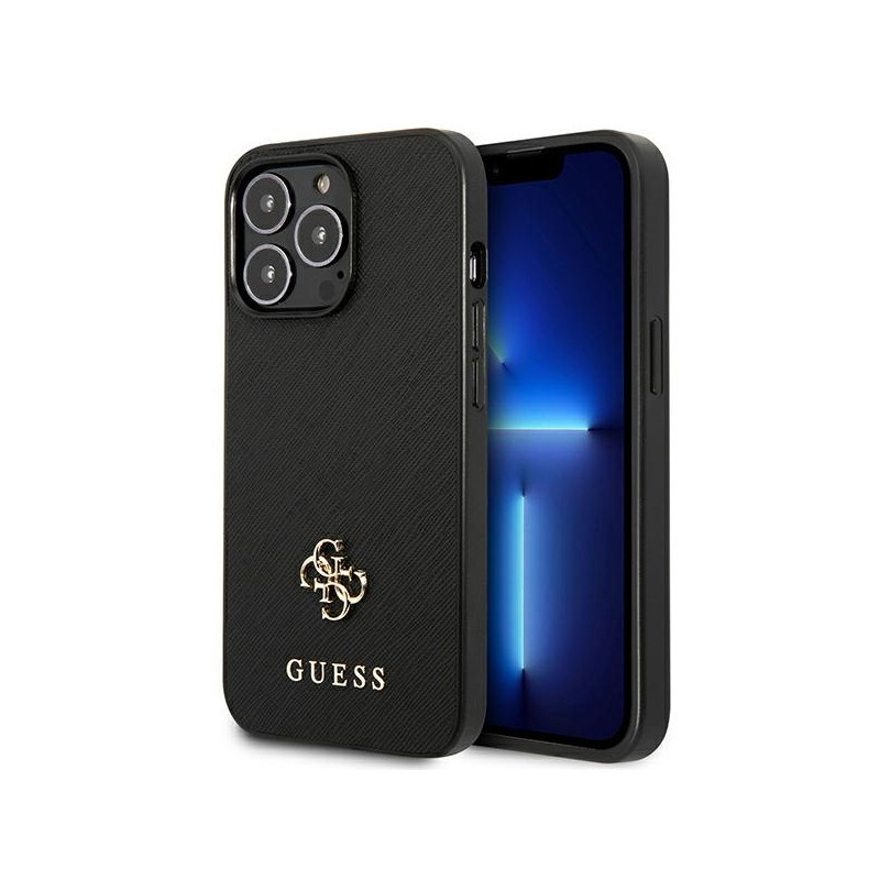 Kryt Guess SAFFIANO 4G SMALL METAL LOGO pro iPhone 13 Pro / 13 6.1" - black
