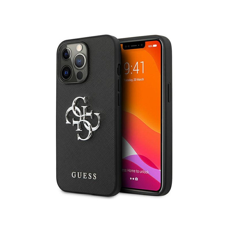 Kryt Guess SAFFIANO 4G Metal Logo pro iPhone 13 Pro - black