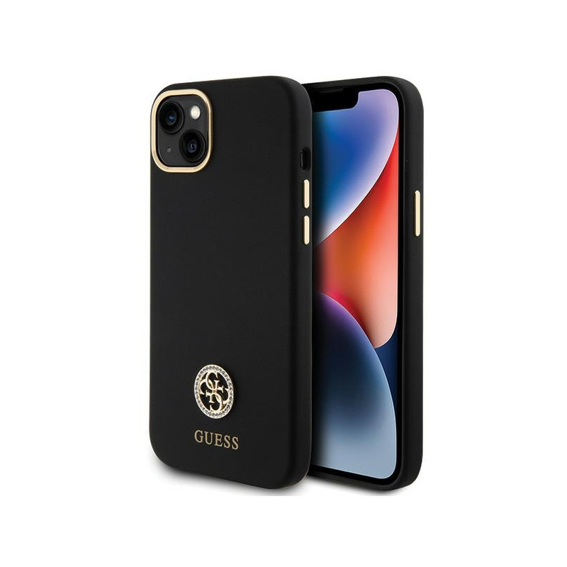 Kryt Guess Silicone Logo Strass 4G pro iPhone 15 Plus / 14 Plus 6.7" - černý