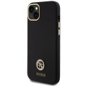 Kryt Guess Silicone Logo Strass 4G iPhone 15 Plus - černý
