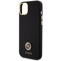 Kryt Guess Silicone Logo Strass 4G iPhone 15 Plus - černý