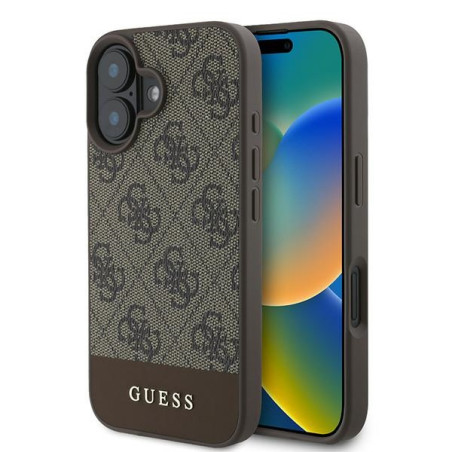 Kryt Guess 4G Bottom Stripe iPhone 16 Plus - hnědý