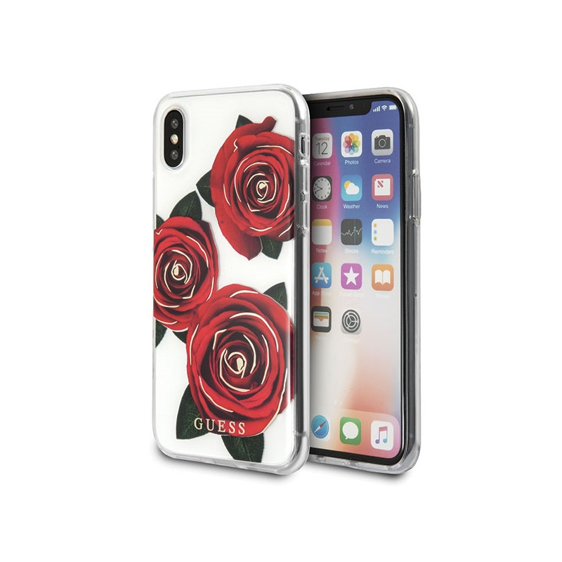 Kryt Guess FLOWER DESIRE pro iPhone X/XS - transparentní