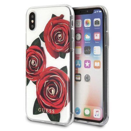 Kryt Guess FLOWER DESIRE pro iPhone X/XS - transparentní