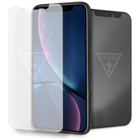 Ochranné sklo Guess Invisible Logo pro iPhone XR transparentní