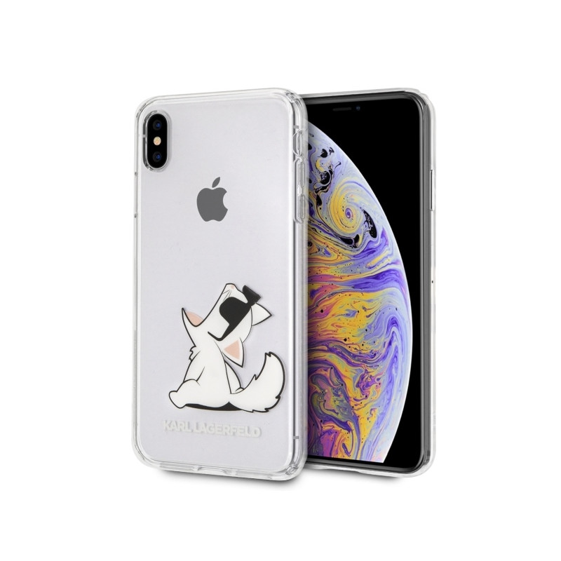Kryt Karl Lagerfeld CHOUPETTE FUN pro iPhone XS Max - transparentní