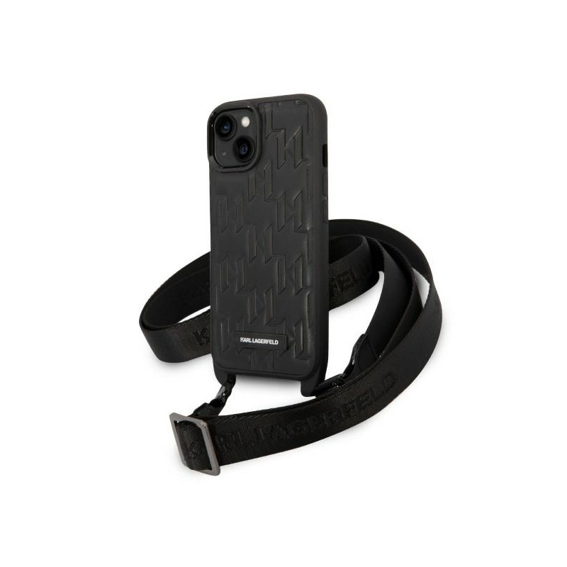 Kryt Karl Lagerfeld MONOGRAM PLAQUE pro iPhone 14 / 15 / 13 6.1" - černý
