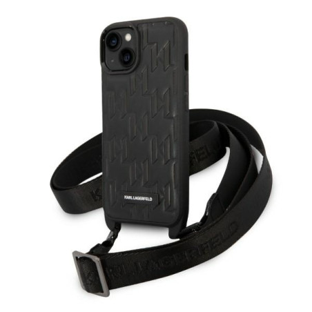 Kryt Karl Lagerfeld MONOGRAM PLAQUE iPhone 14/15/13 6.1" - černý