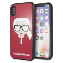 Kryt Karl Lagerfeld ICONIC GLITTER Karl`s Head iPhone X/Xs - červený