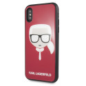 Kryt Karl Lagerfeld ICONIC GLITTER Karl`s Head iPhone X/Xs - červený