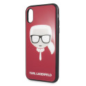 Kryt Karl Lagerfeld ICONIC GLITTER Karl`s Head iPhone X/Xs - červený