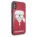 Kryt Karl Lagerfeld ICONIC GLITTER Karl`s Head iPhone X/Xs - červený