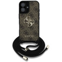 Kryt Guess 4G Big Logo Cord Stap pro iPhone 16 Plus – hnědý