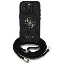 Pouzdro Guess 4G BIG LOGO CORD pro iPhone 16 Pro černé