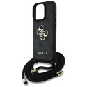 Pouzdro Guess 4G BIG LOGO CORD pro iPhone 16 Pro černé