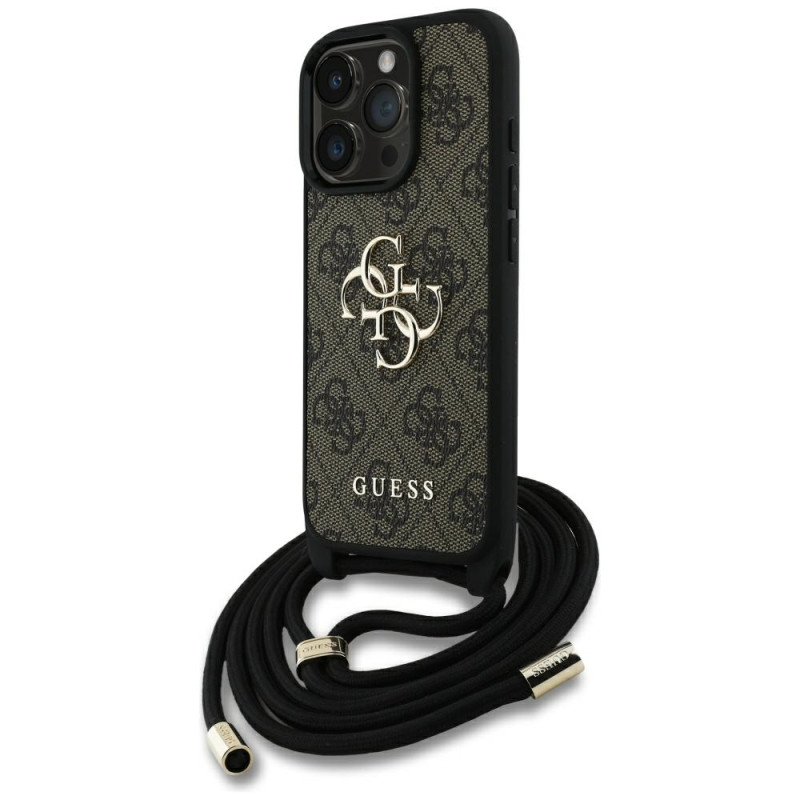 Kryt Guess 4G BIG LOGO CORD pro iPhone 16 Pro Max - hnědý
