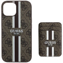 Kryt GUESS 4G STRIPES s MagSafe pro iPhone 15 - hnědý