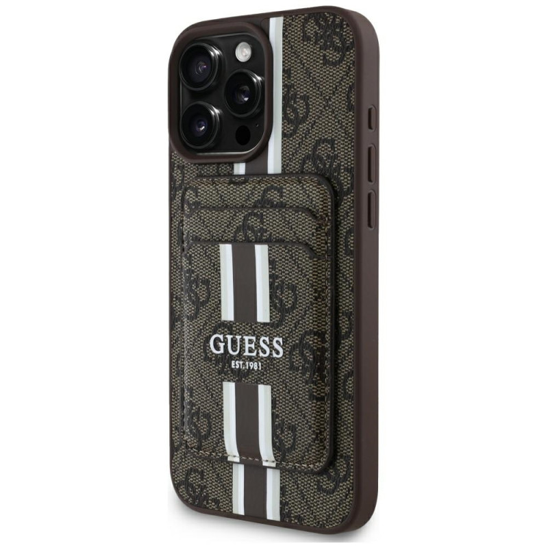 Kryt Guess 4G STRIPES pro iPhone 16 Pro Max - hnědý