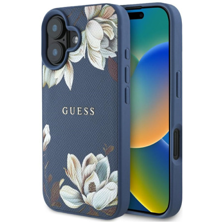 Kryt Guess pro iPhone 16 – modrý MagSafe