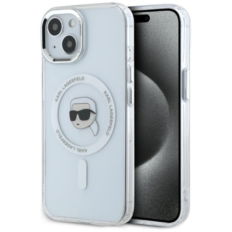Kryt Karl Lagerfeld IML Metal pro iPhone 15 – bílý
