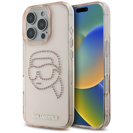 Kryt Karl Lagerfeld IML Rhinestones pro iPhone 16 Pro - pink