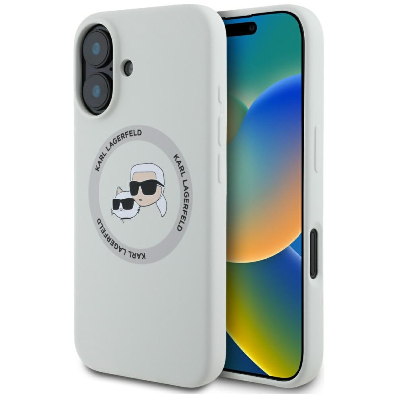 Kryt Karl Lagerfeld DOUBLE HEADS pro iPhone 16 - béžový