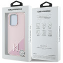 Kryt Karl Lagerfeld Silicone Shadow Metal pro iPhone 15 Pro Max růžo
