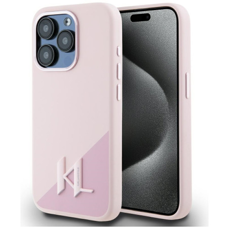 Kryt Karl Lagerfeld SILICONE SHADOW iPhone 15 Pro – růžová