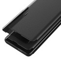 Pouzdro Hurtel Eco Leather View Case iPhone 16e/17e – černé