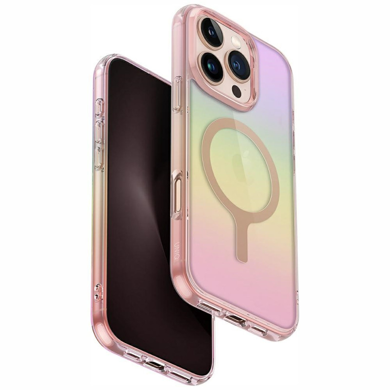 Pouzdro UNIQ IRIDESCIA Magclick pro iPhone 16 Pro - růžová
