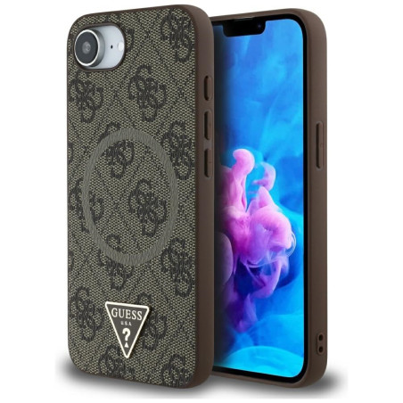 Kryt Guess 4G Ring Triangle Logo pro iPhone 16e - hnědý
