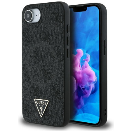 Kryt Guess 4G Ring Triangle Logo MagSafe iPhone 16e černý