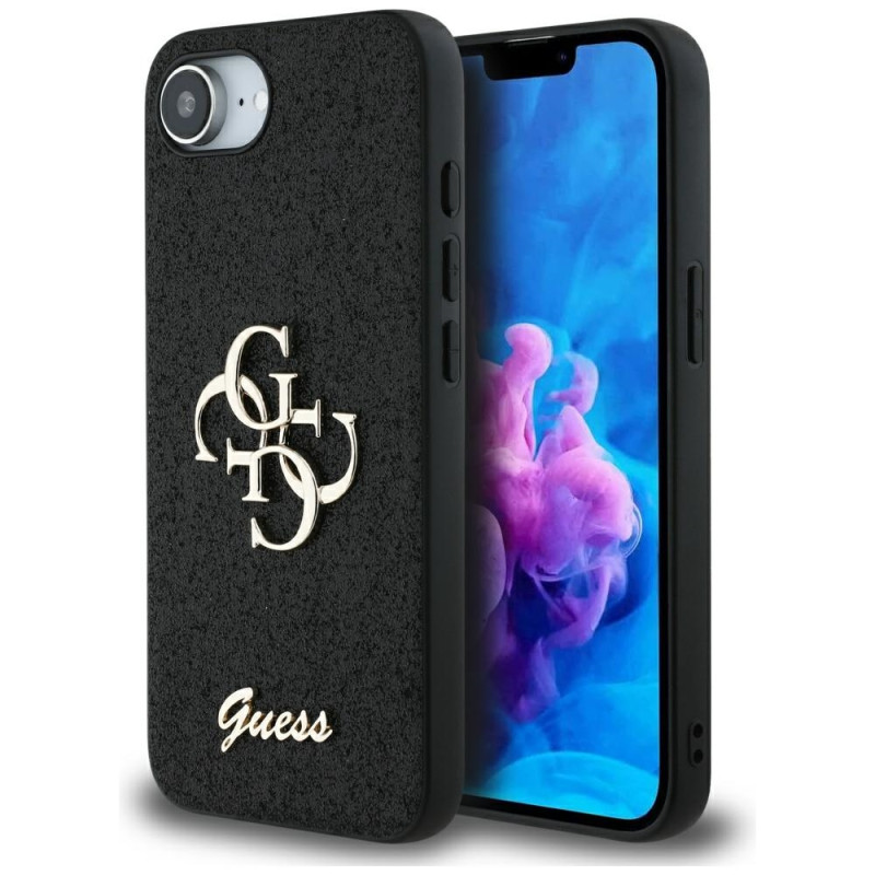 Kryt Guess FIXED GLITTER BIG 4G pro iPhone 16e - černý