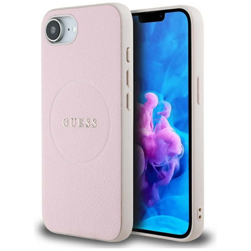 Kryt Guess Grained Ring MagSafe pro iPhone 16e - růžová