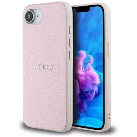 Kryt Guess Grained Ring MagSafe iPhone 16e – růžová