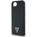 Kryt Guess Grained Triangle MagSafe pro iPhone 16e - černý