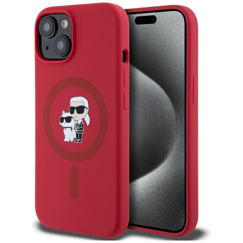 Kryt Karl Lagerfeld KARL&CHoupette Heads Ring pro iPhone 15 - červený