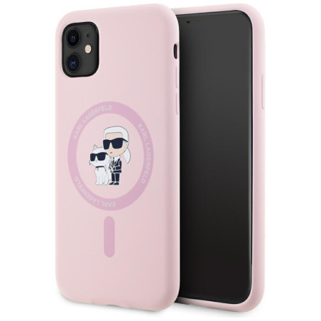 Kryt Karl Lagerfeld SILICONE KARL&CHOUCHETTE iPhone 11 - růžová