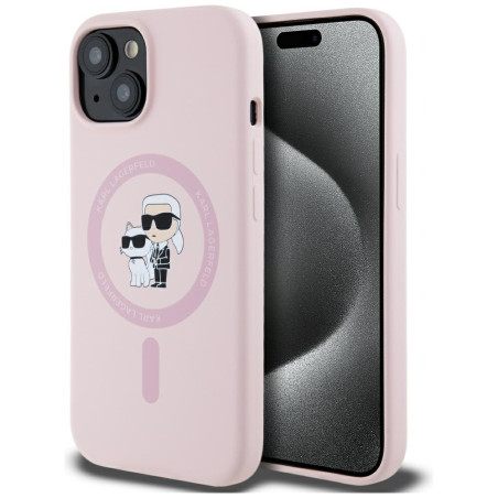 Kryt Karl Lagerfeld Karl&Choupette pro iPhone 15 Plus - růžová