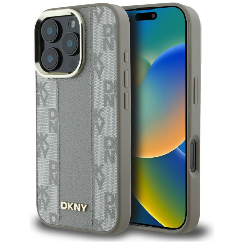 Kryt DKNY CHECKERED Pattern pro iPhone 16 Pro - béžový