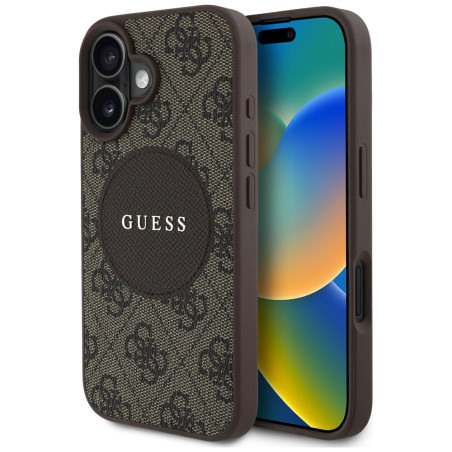 Kryt Guess 4G Circle Classic pro iPhone 16 - hnědý