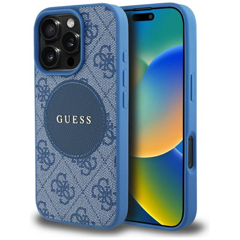 Kryt Guess 4G Circle Classic Logo MagSafe pro iPhone 16 Pro - blue