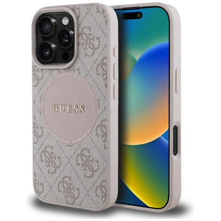Kryt Guess 4G Circle MagSafe pro iPhone 16 Pro - růžový
