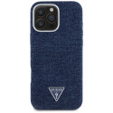 Kryt Guess DENIM TRIANGLE pro iPhone 16 Pro - modrý