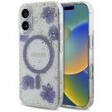 Kryt Guess Resin Flowers Glitter iPhone 16 - fialová