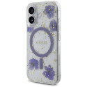 Kryt Guess Resin Flowers Glitter iPhone 16 - fialová