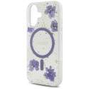 Kryt Guess Resin Flowers Glitter iPhone 16 - fialová